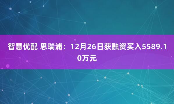 智慧优配 思瑞浦：12月26日获融资买入5589.10万元